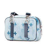 Monogram Denim Watercolor Hickory Stripes Outdoor Pouch